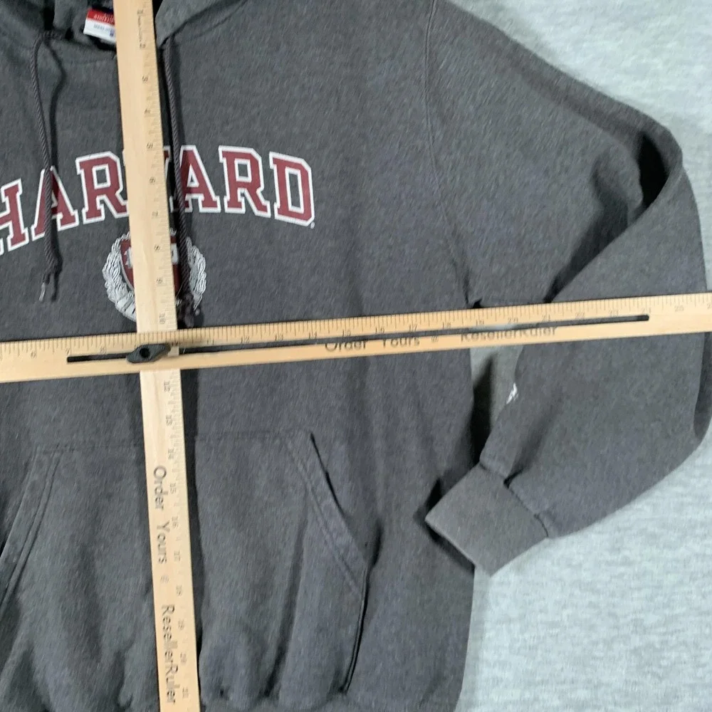 Harvard Hoodie Mens Small Gray Champion Pullover Fleece Sweatshirt‎ Logo Graphic